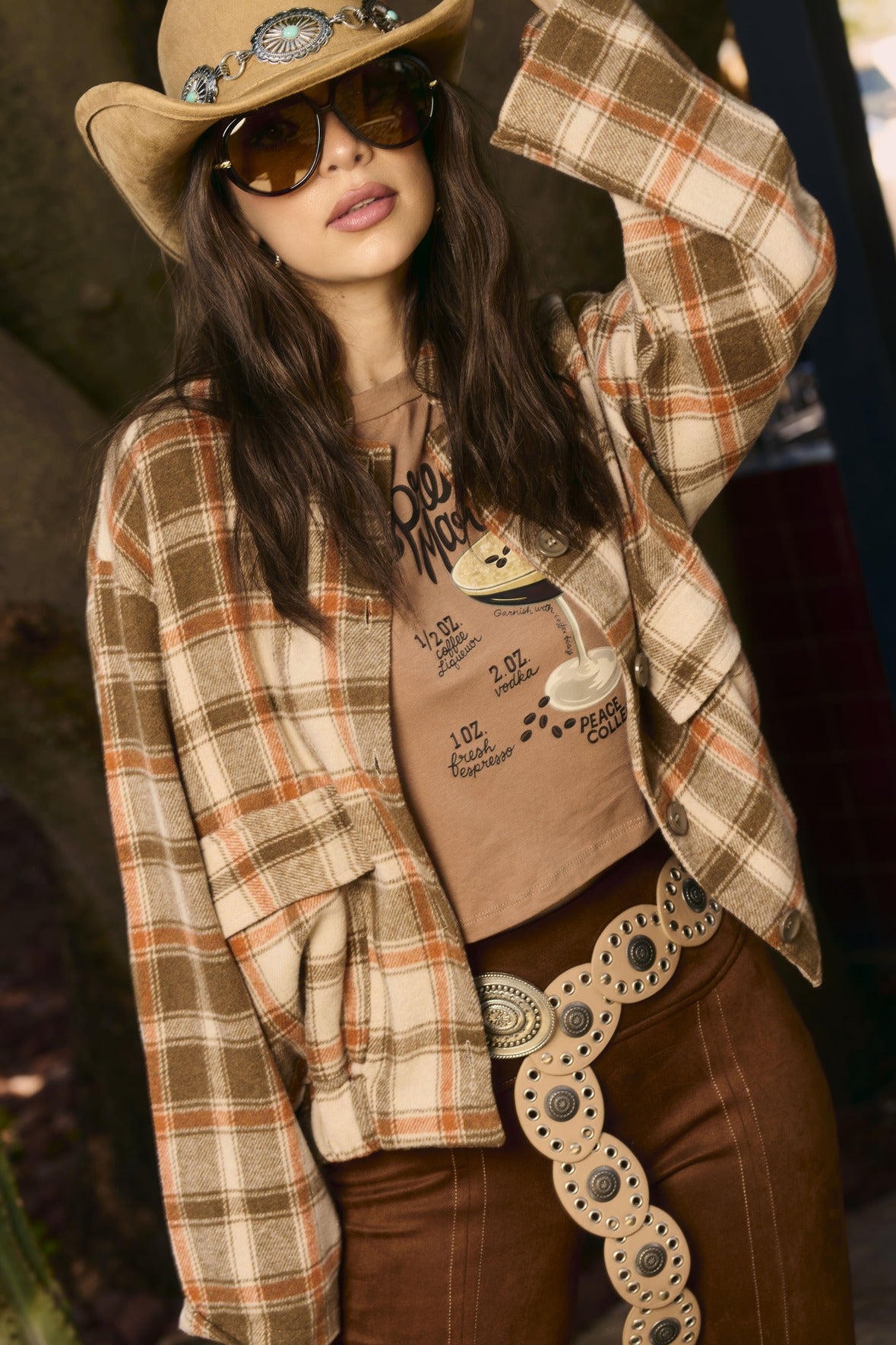 Chamarra cuadros aborregada